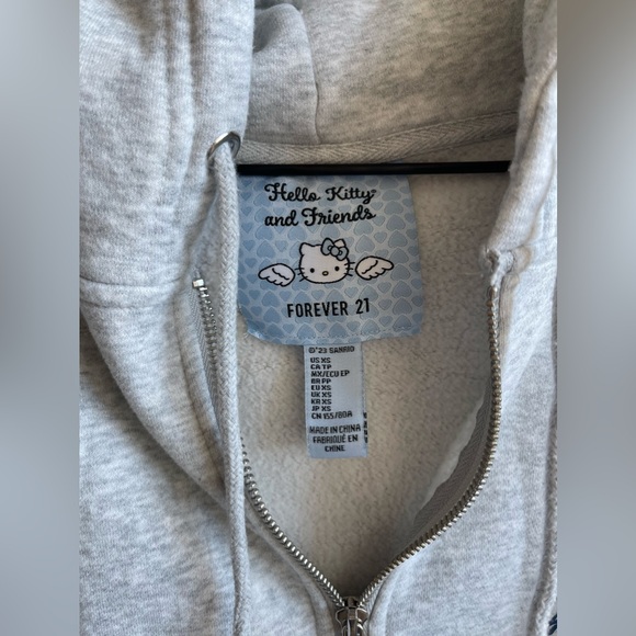 Forever 21 Hello Kitty Fleece Zip-Up Hoodie in Heather Grey Size XS - Picture 4 of 7